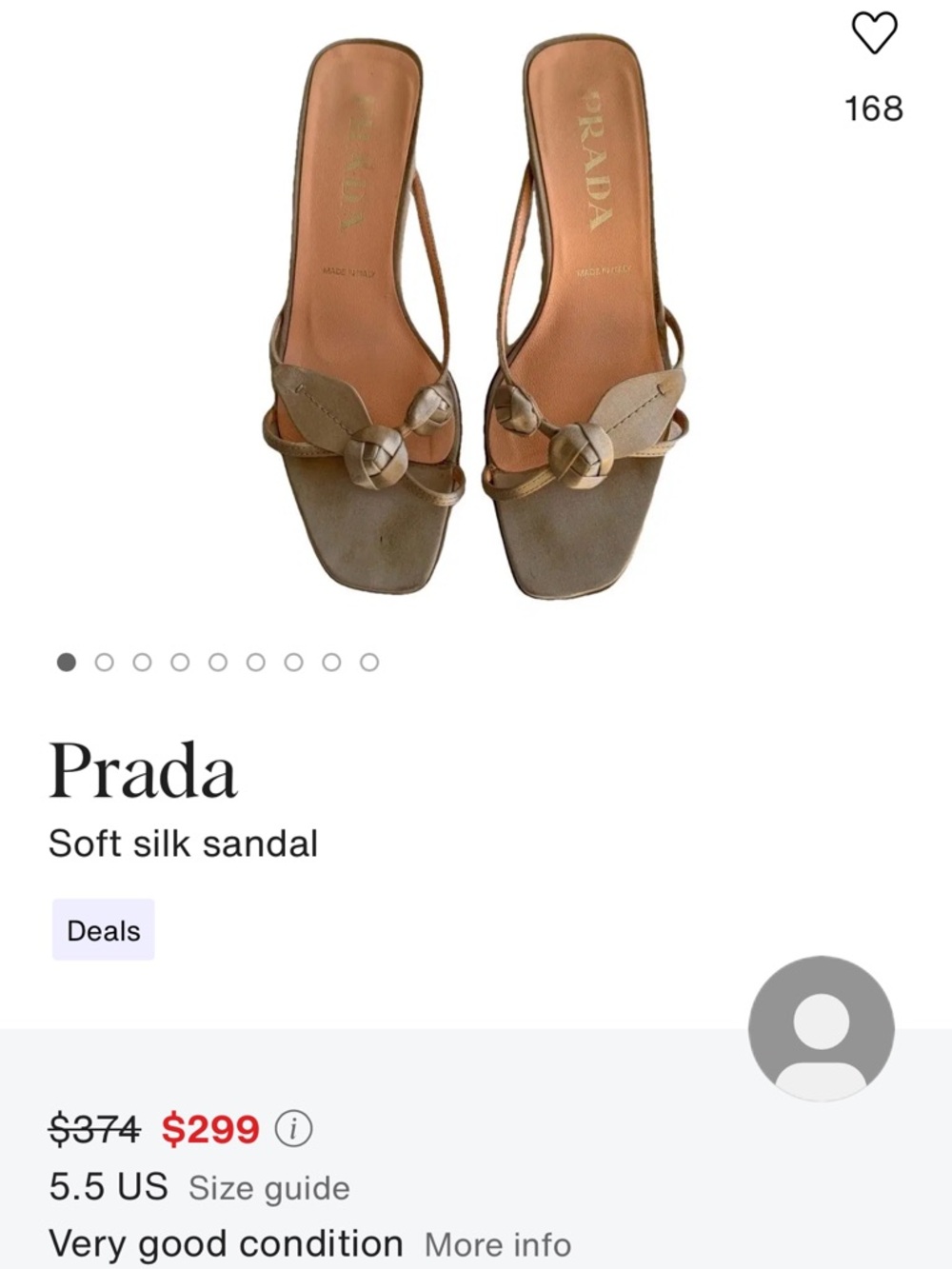 Prada Brown Leather Knot-Detail Heeled Sandals - Picture 5 of 5